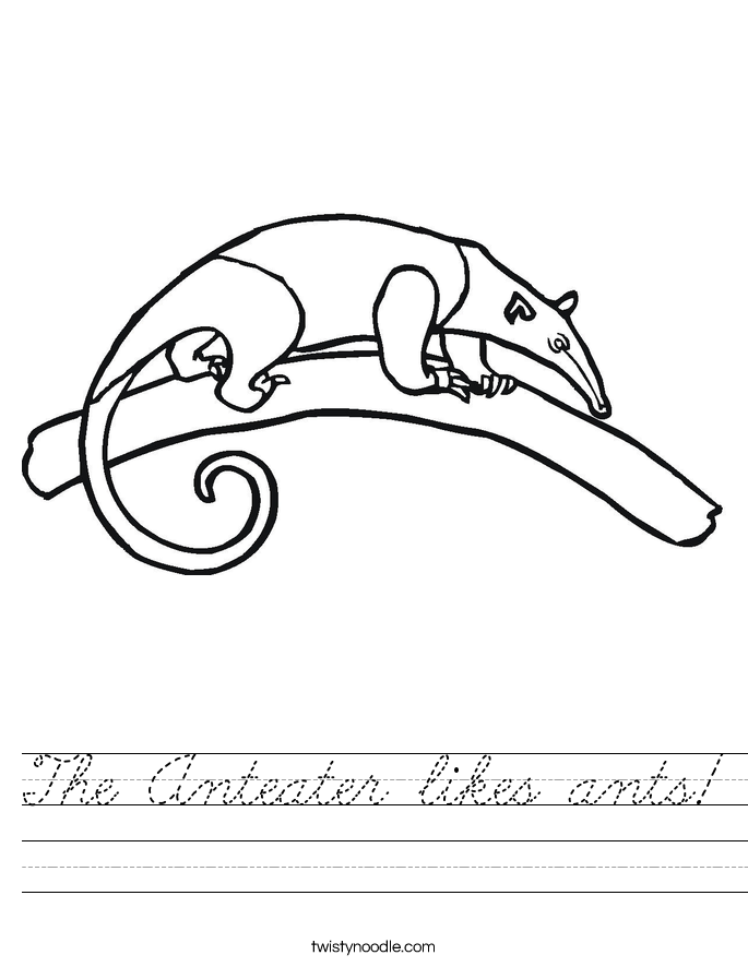 The Anteater likes ants! Worksheet