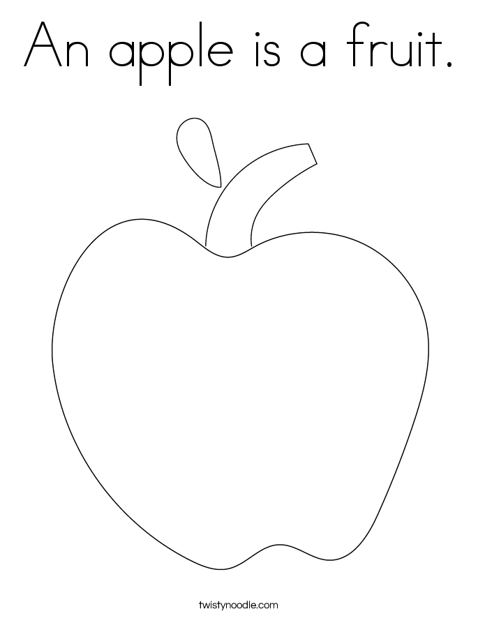 An apple is a fruit. Coloring Page
