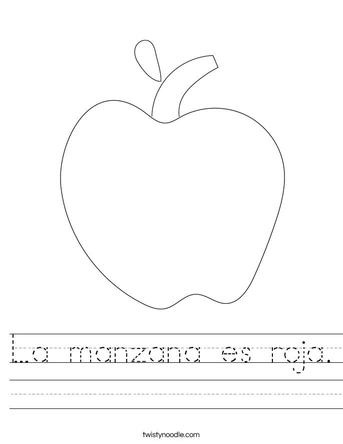 La manzana es roja Worksheet - Twisty Noodle