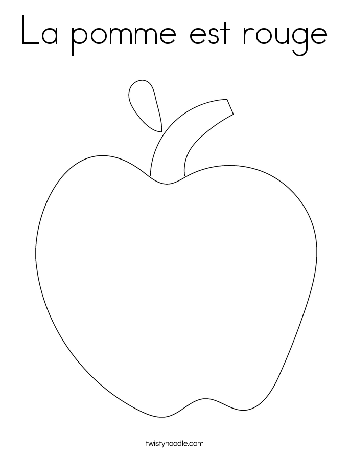 La pomme est rouge Coloring Page