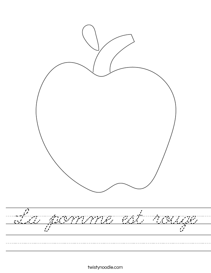 La pomme est rouge Worksheet