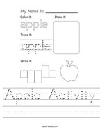 Apple Activity Handwriting Sheet