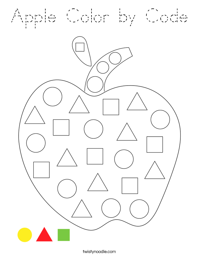 Apple Color by Code Coloring Page