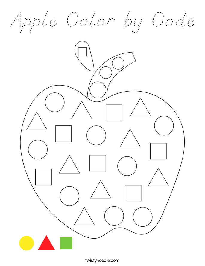 Apple Color by Code Coloring Page