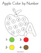 Apple Color by Number Coloring Page