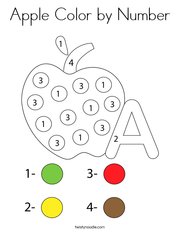 Apple Color by Number Coloring Page