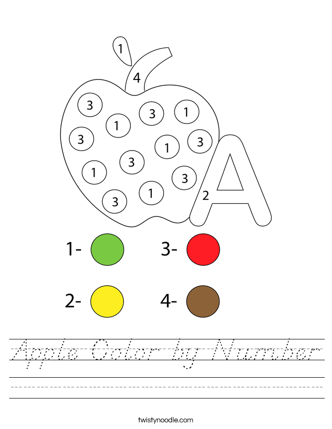 Apple Color by Number Worksheet