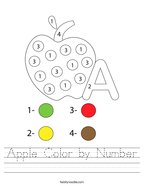 Apple Color by Number Handwriting Sheet