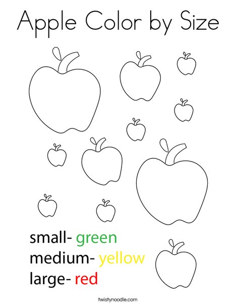 Apple Color by Size Coloring Page