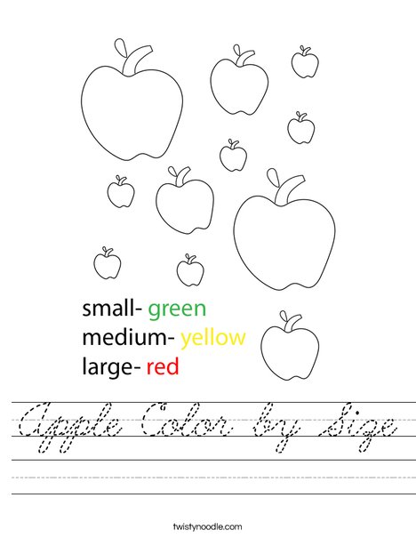 Apple Color by Size Worksheet