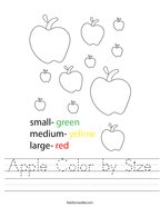 Apple Color by Size Handwriting Sheet