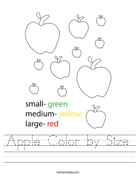 Apple Color by Size Worksheet