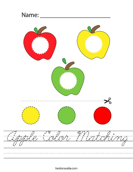 Apple Color Matching Worksheet
