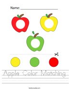 colors worksheet Apple Color Matching Handwriting Sheet