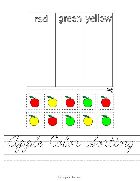 Apple Color Sorting Worksheet