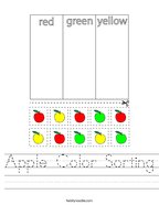 Apple Color Sorting Handwriting Sheet