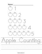 Apple Counting Handwriting Sheet