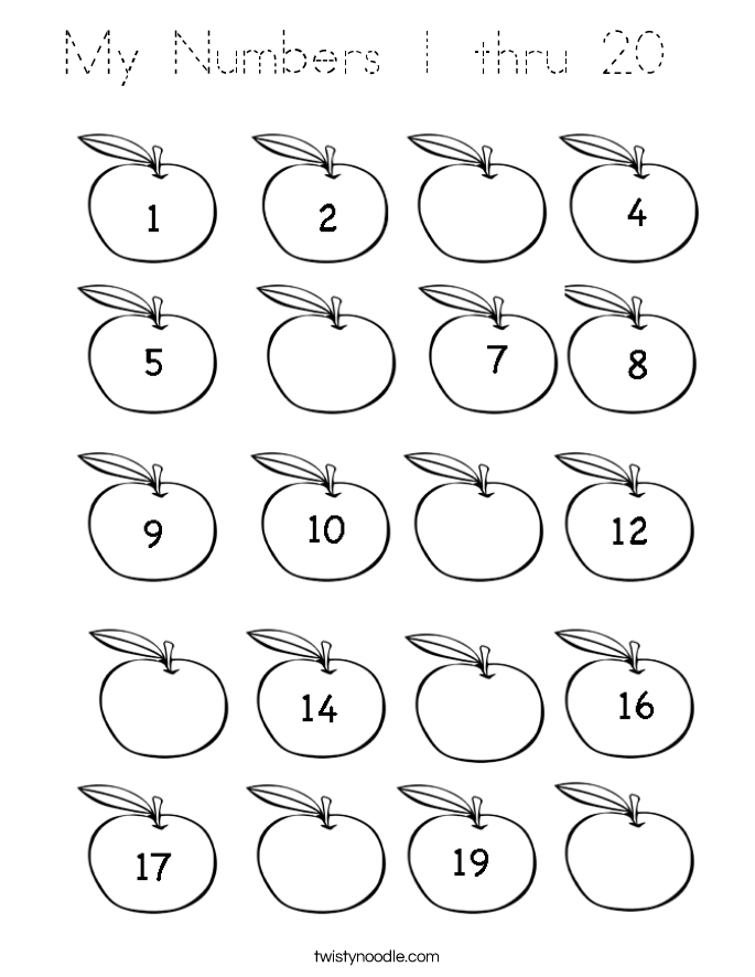 My Numbers 1 thru 20  Coloring Page