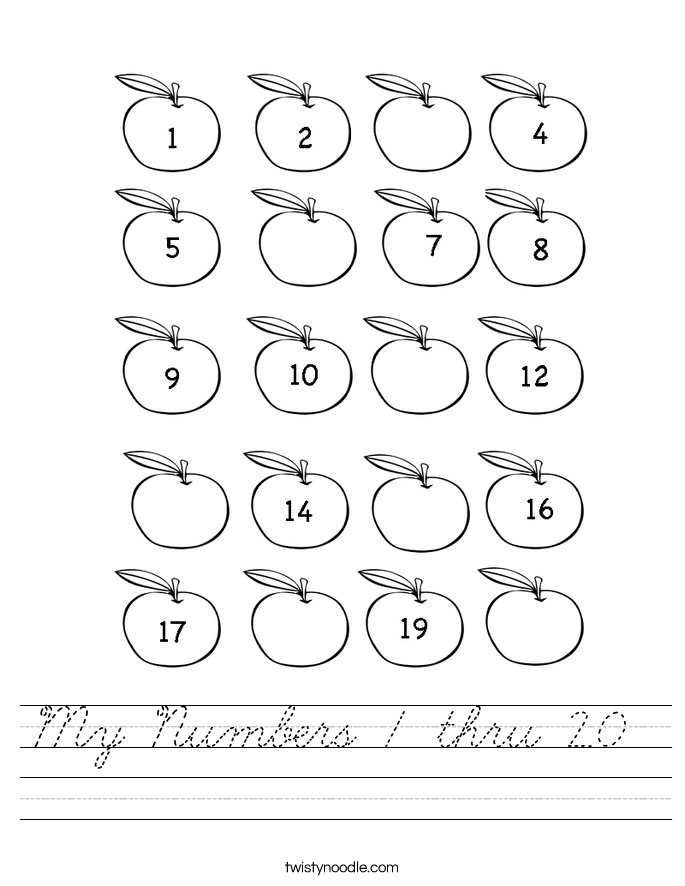 My Numbers 1 thru 20  Worksheet