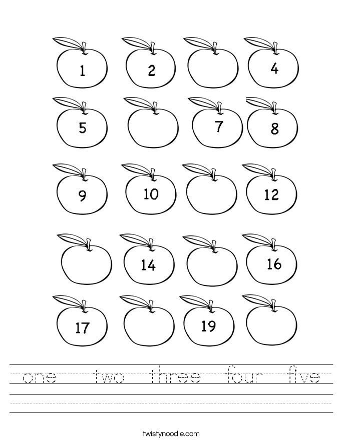 one   two  three  four  five Worksheet