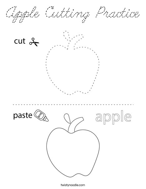 Apple Cutting Practice Coloring Page