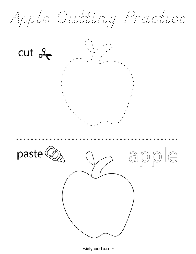 Apple Cutting Practice Coloring Page