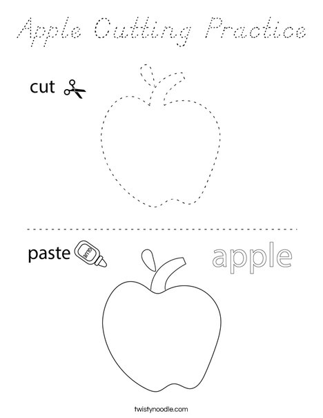 Apple Cutting Practice Coloring Page