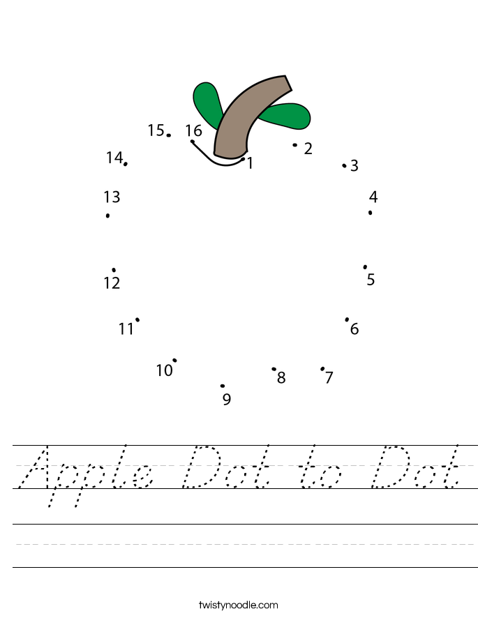 Apple Dot to Dot Worksheet