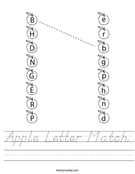 Apple Letter Match Worksheet