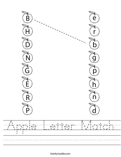 Apple Letter Match Worksheet Twisty Noodle Apple Letter Match Worksheet Twisty Noodle