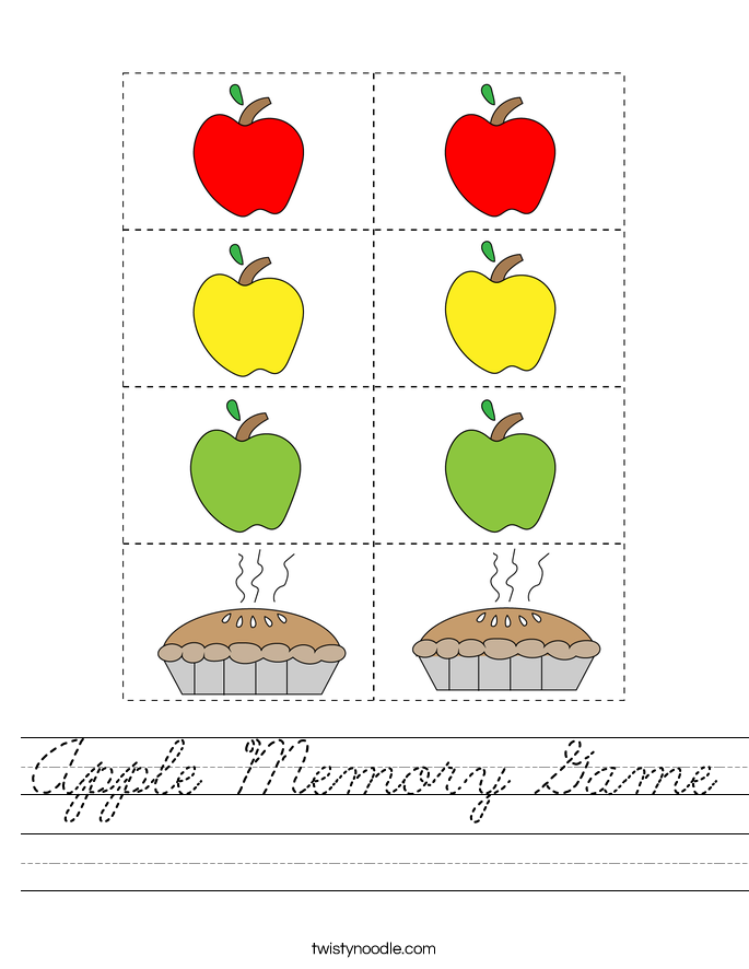 Apple Memory Game Worksheet