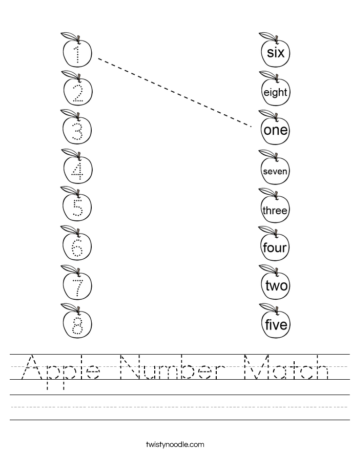 Apple Number Match Worksheet