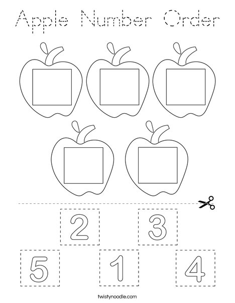 Apple Number Order Coloring Page