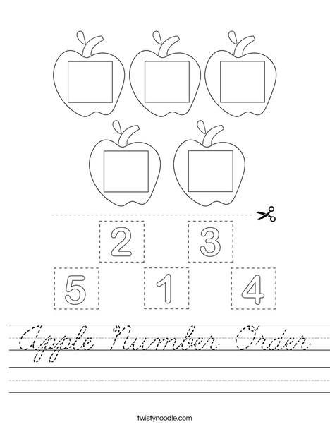 Apple Number Order Worksheet