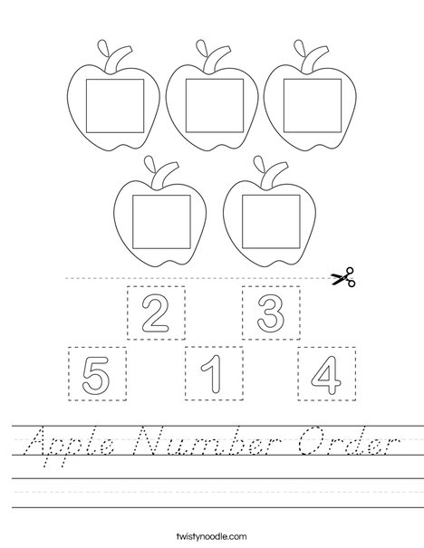 Apple Number Order Worksheet