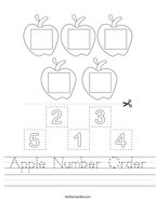 Apple Number Order Handwriting Sheet