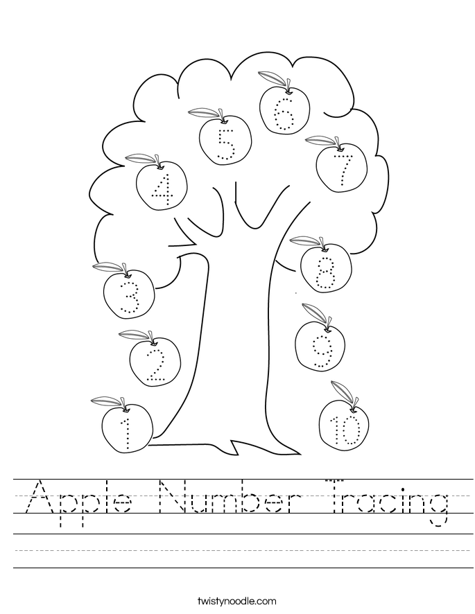 Apple Number Tracing Worksheet
