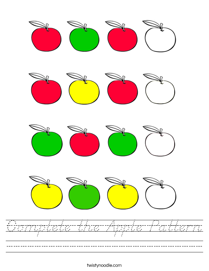Complete the Apple Pattern Worksheet