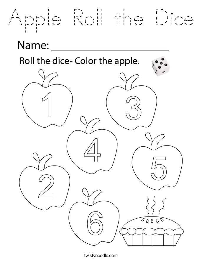 Apple Roll the Dice Coloring Page