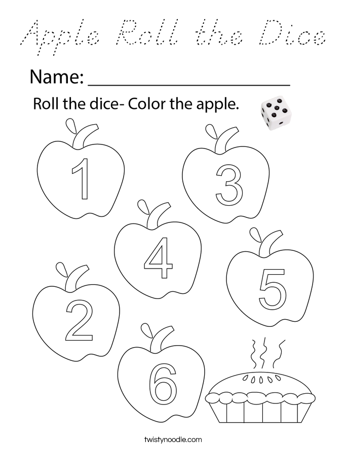 Apple Roll the Dice Coloring Page