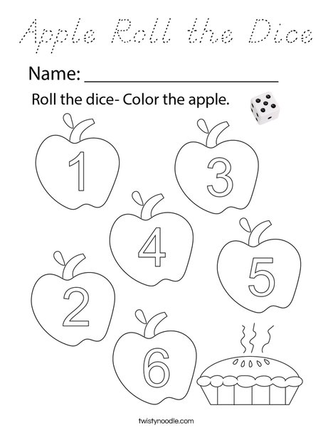 Apple Roll the Dice Coloring Page