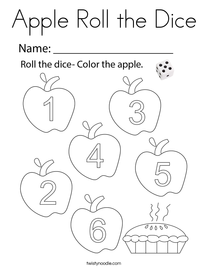 Apple Roll the Dice Coloring Page