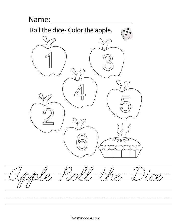Apple Roll the Dice Worksheet