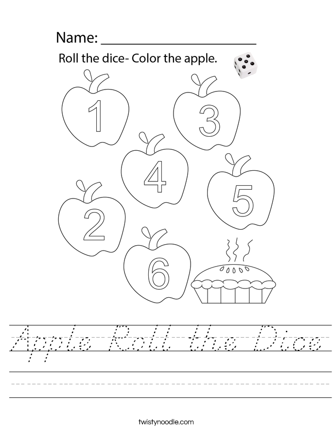 Apple Roll the Dice Worksheet