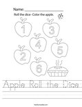 Apple Roll the Dice Worksheet