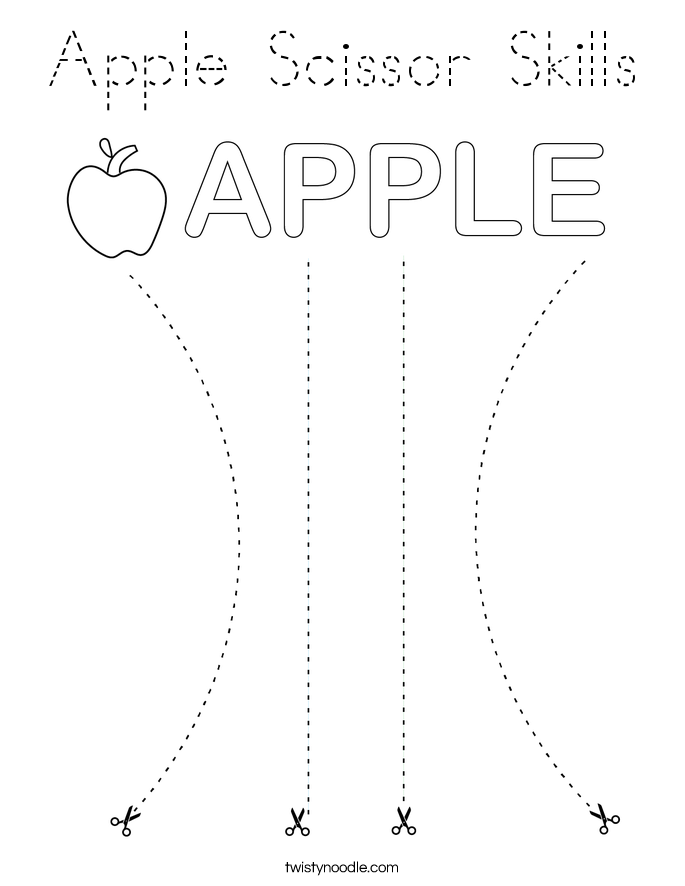 Apple Scissor Skills Coloring Page