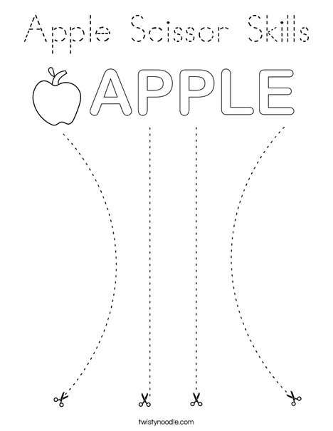 Apple Scissor Skills Coloring Page