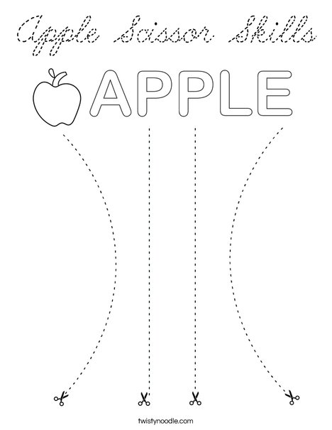 Apple Scissor Skills Coloring Page