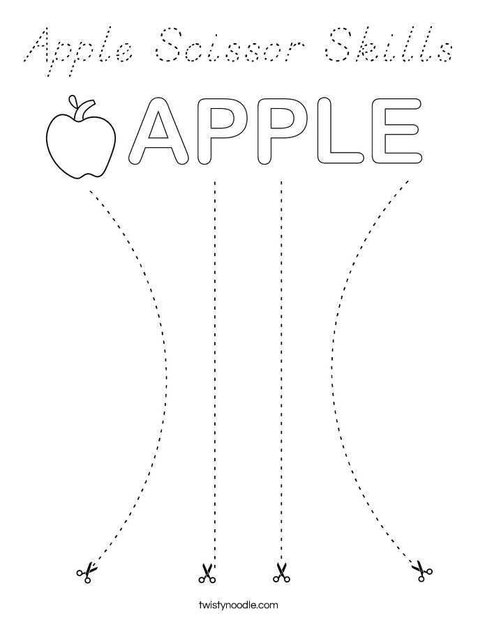 Apple Scissor Skills Coloring Page