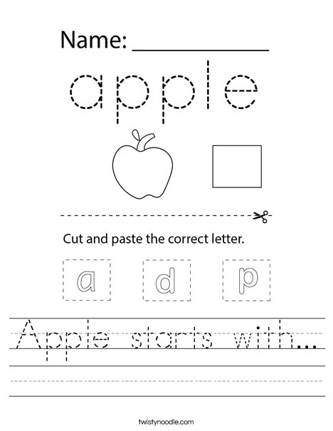 Apple starts with... Worksheet